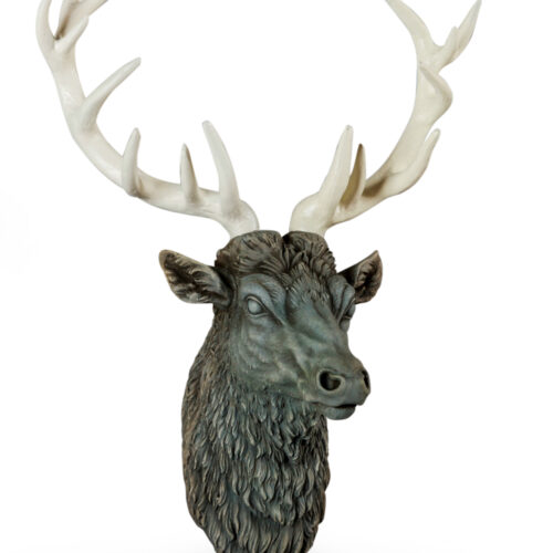LARGE STONE EFFECT STAG HEAD WITH ANTIQUED ANTLERS