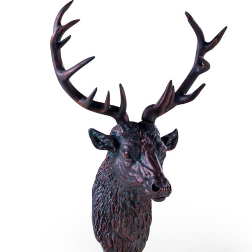 LARGE ANTIQUE BRONZE EFFECT STAG WALL HEAD