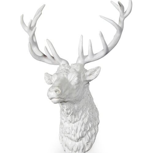 LARGE BRIGHT WHITE STAG WALL HEAD