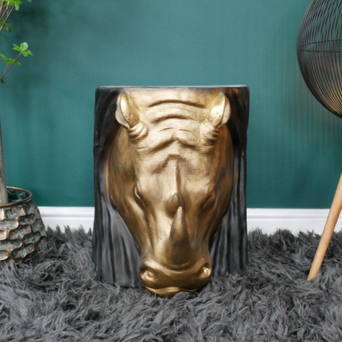 Gold Face Rhino Side Table