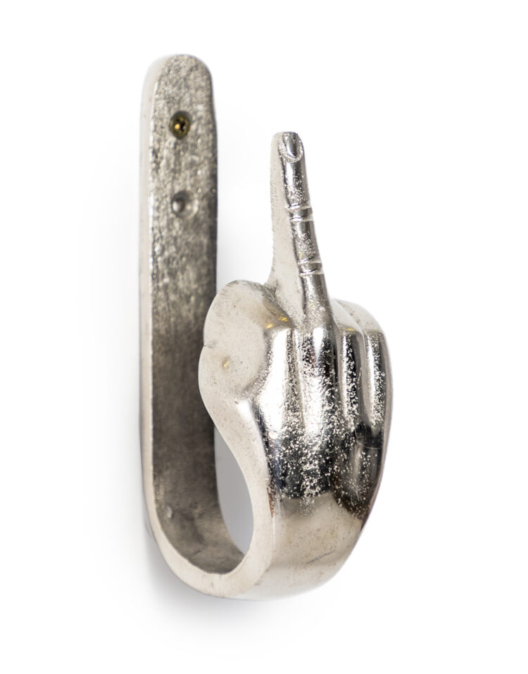 Middle Finger Silver Hand Coat Hook