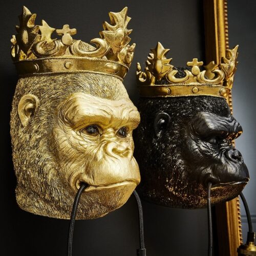 Gold Gorilla Head Wall Lamp