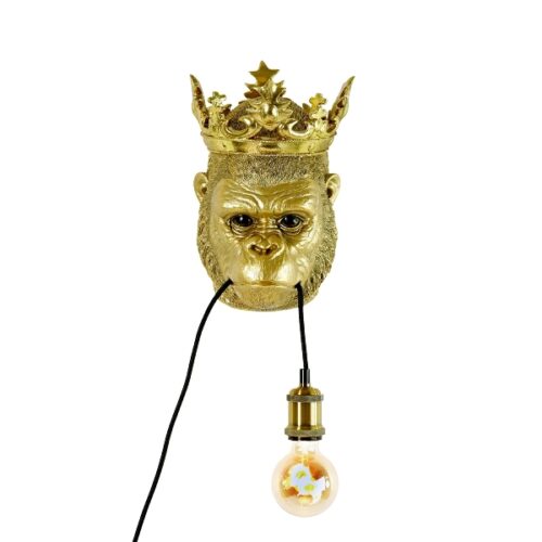 Gold Gorilla Head Wall Lamp