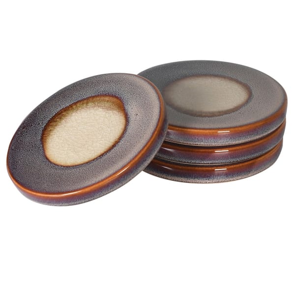 Set of 4 Brown and Blue Ceramic Coasters