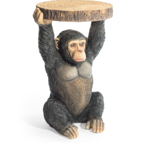 CHIMPANZEE HOLDING "TRUNK SLICE" SIDE TABLE