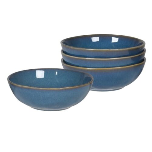 Set of 4 Blue Stoneware Bowls