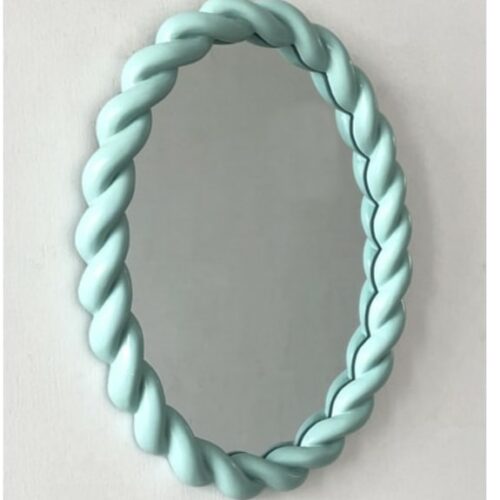 MINT GREEN ROPE-EFFECT OVAL WALL MIRROR