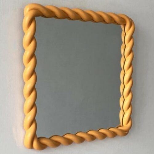 MUSTARD ROPE-EFFECT SQUARE WALL MIRROR