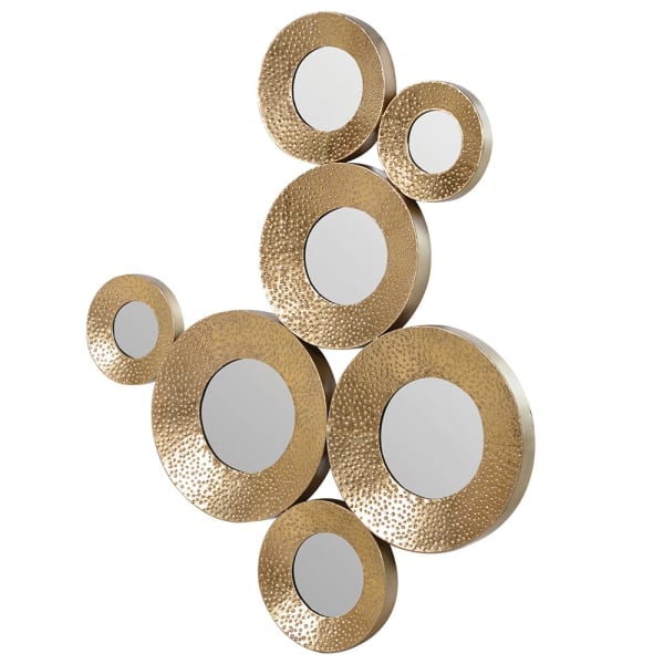 Gold Circles Mirrored Wall Decoration