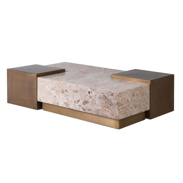 Crema Marble and Gold Metal Coffee Table