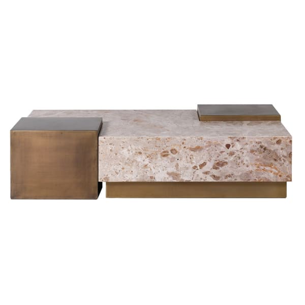 Crema Marble and Gold Metal Coffee Table