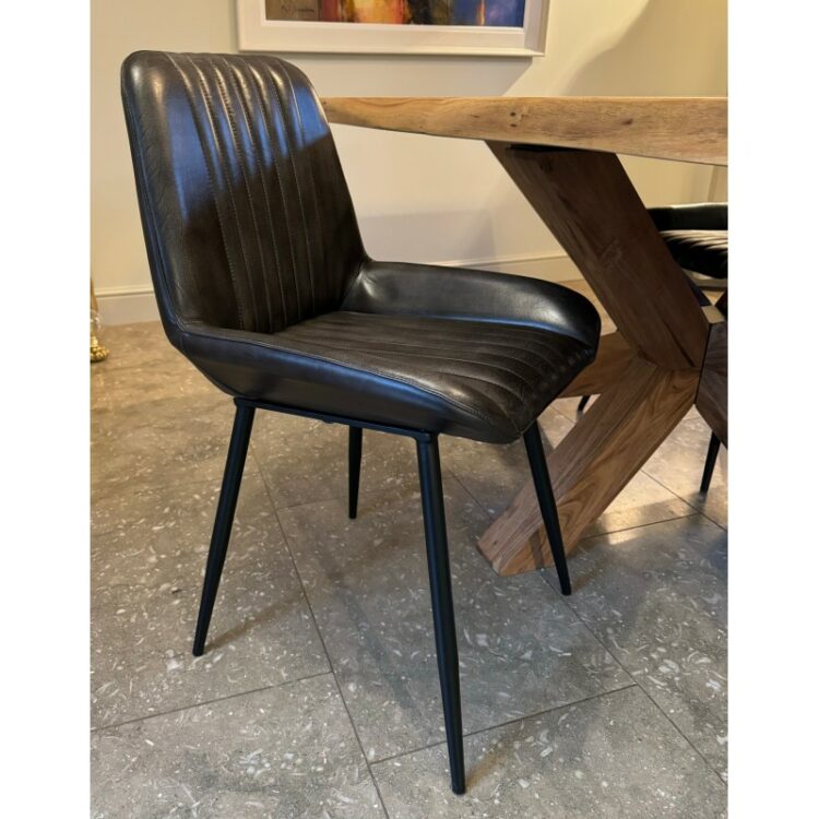 Grey Leather Dining Chair